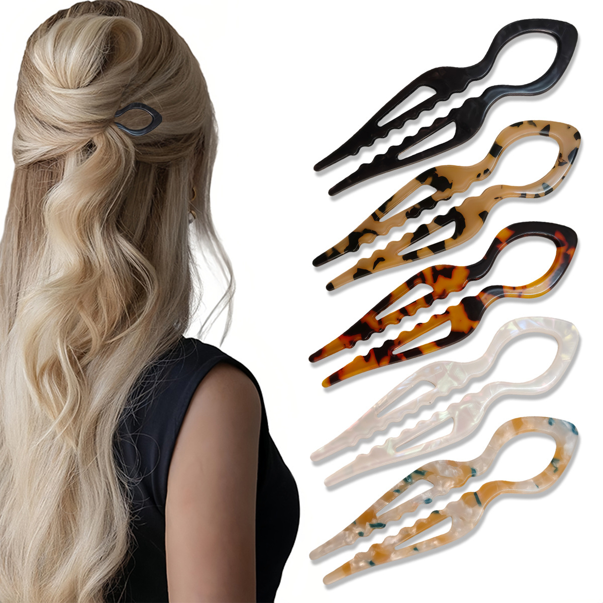 Tech Accessories Women - U-شكل الشعر العصي السلحفاة الاكريليك المضادة