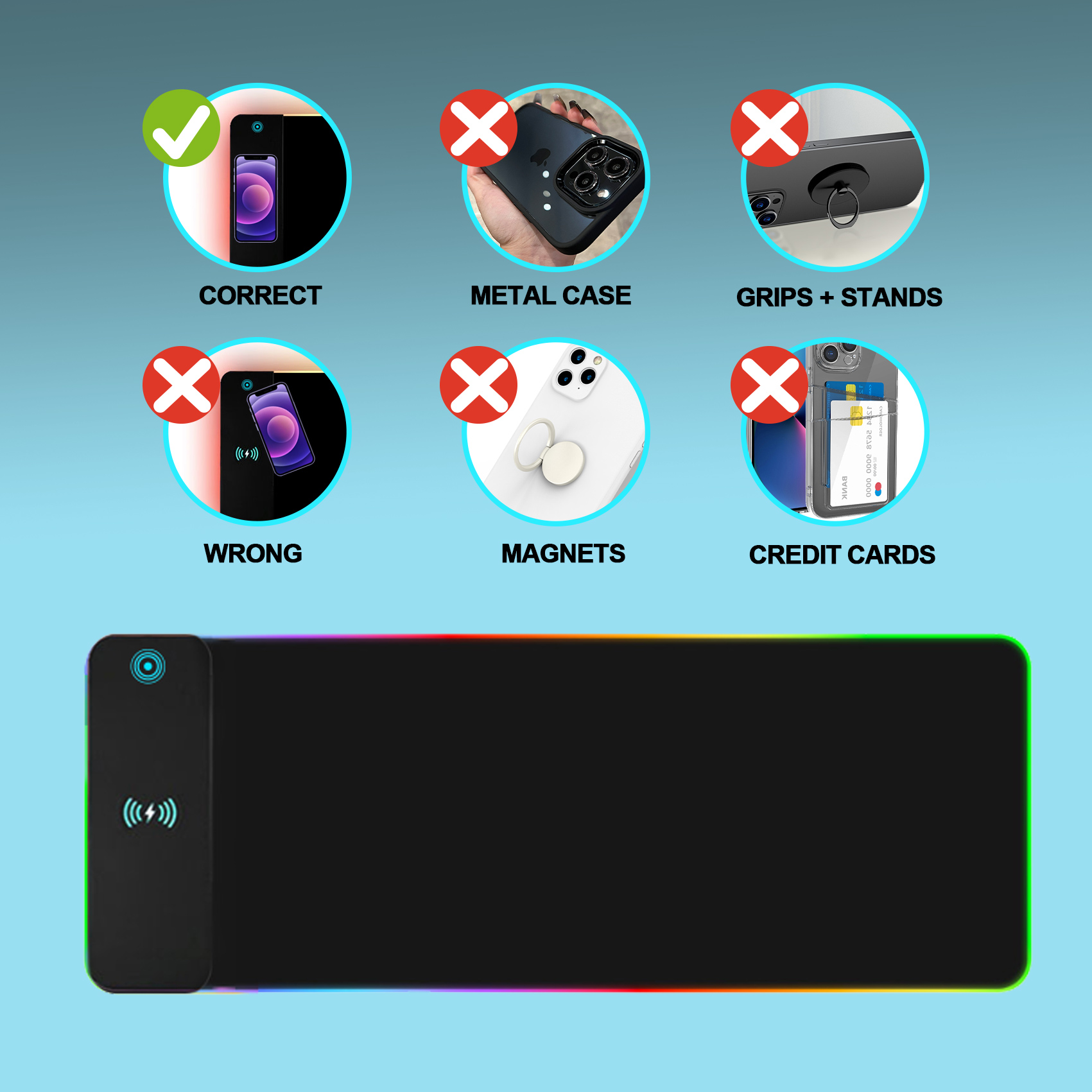 لوحة ماوس ألعاب RGB للشحن اللا - مراجعة Mouse Charging Pad وسعره